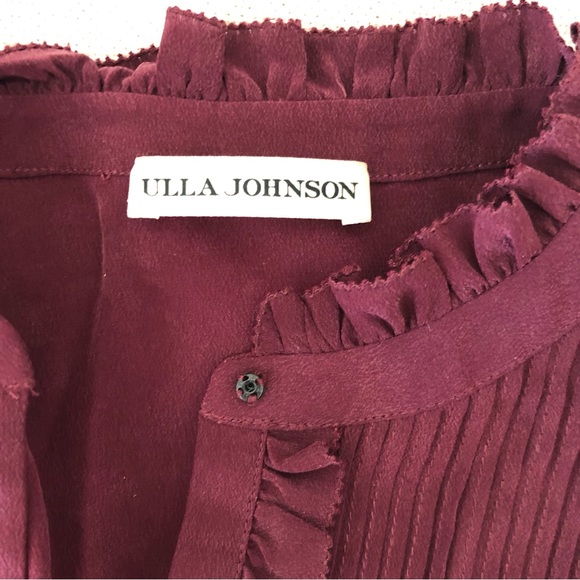 Ulla Johnson Blouse Silk Ruffle Pintuck Nadja US 2 NWT - Picture 9 of 11